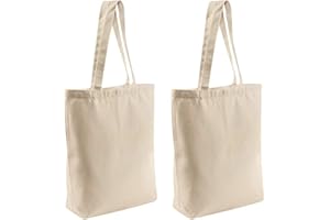 CVNDKN Canvas Tote Bags,2 Pcs Tote Bags Multi-Purpose Reusable Blank Canvas Bags Use For Grocery Bags,Shopping Bags,DIY Gift Bags