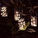 Homeleo 4 Pack Wide Mouth Mason Jar Solar Led Lights Insert Screw with Hangers, Warm White Waterproof Solar Fairy Lights for Outdoor Garden Decor Christmas Holiday Wedding Party(Jars Not Included)