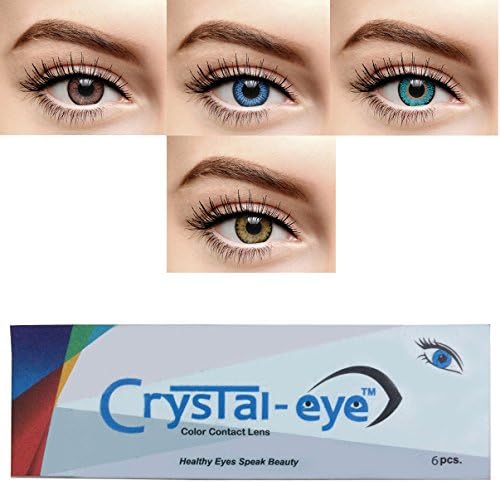 Crystal Eye Zero Power Monthly Contact Lens with Lens Storage Box (Brown, Dark Blue, Turquoise and Hazel) - Pack of 4