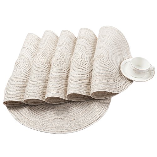 SHACOS Round Placemats Set of 6 Cotton Placemats Washable 15 inch Table