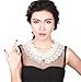 Elufly Women's Fales Collar Flower and Pearl Removable Lace Ribbon Shirt Collar (Flower and Pearl)