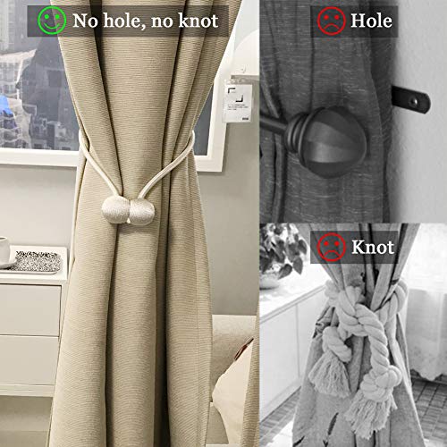 Magnetic Curtain Tiebacks Holdbacks Decorative Magnet Window Hold Drape Tie Backs (White) - Thumbnail 3