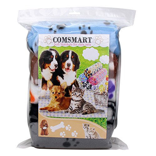 Comsmart Warm Paw Print Blanket/Bed Cover for Dogs and Cats, 5 Pack of 24x28 Inches