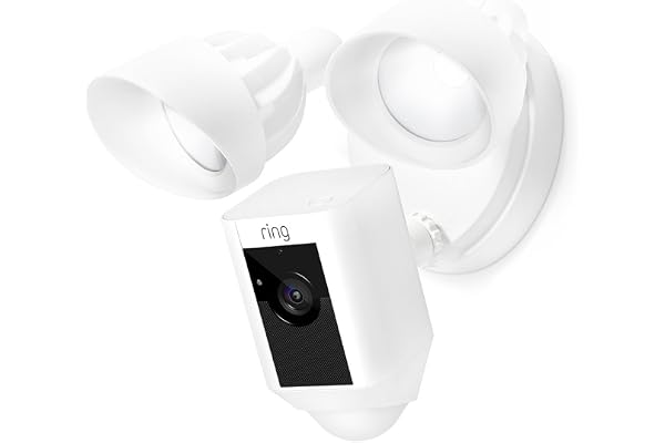 Certified Refurbished Ring Floodlight Camera Motion-Activated HD Security Cam Two-Way Talk and Siren Alarm, White, Works with Alexa