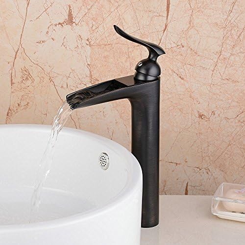 Ollypulse Brass Single Hole Single Handle Waterfall Bathroom Vessel Sink Faucet, Oil Rubbed Bronze