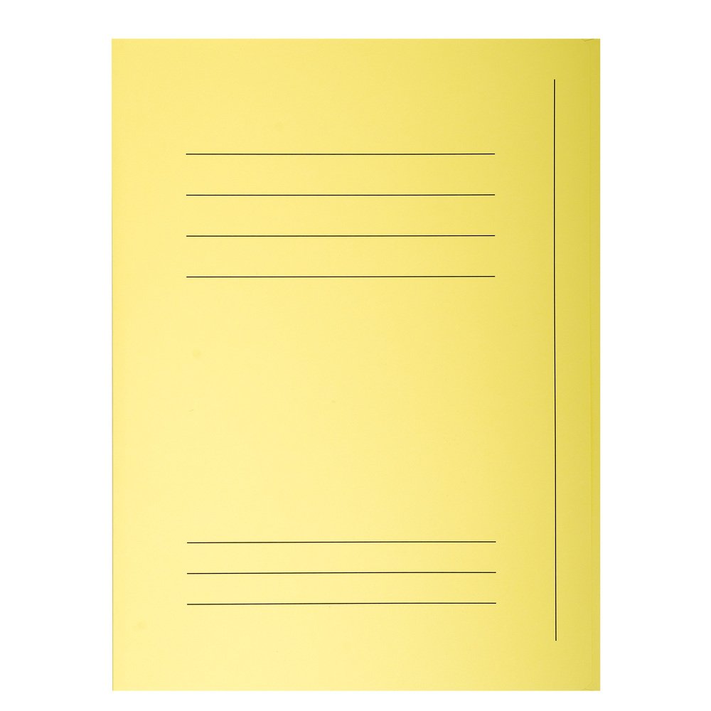 Exacompta - Ref 235005E - Super 210 Printed 3 Flap Folders - 240 x 320mm in Size, Suitable for A4 Documents, 210gsm Card, Pre-Printed Front - Canary Yellow (Pack of 50)