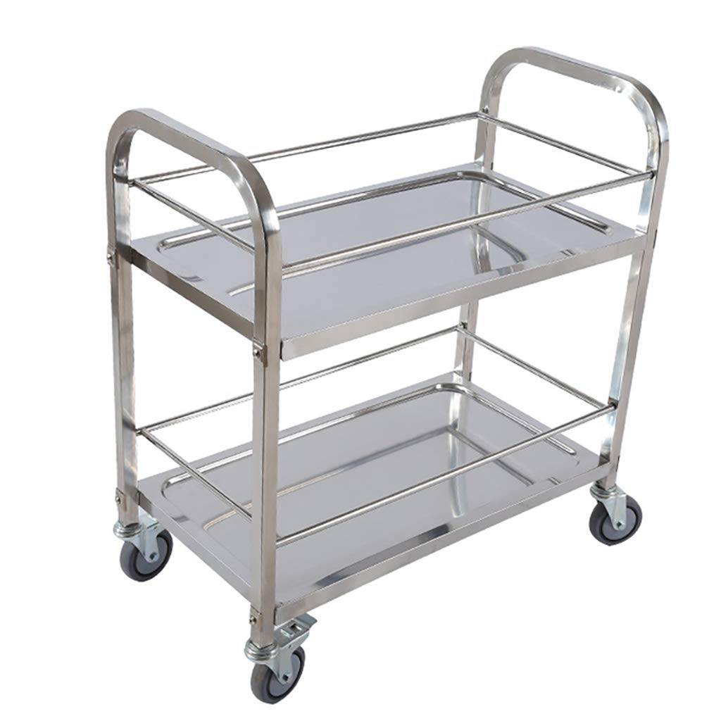 Tea Trolley Stainless Steel Serving Kitchen Tea Trolley 2 Trays, 180 kg