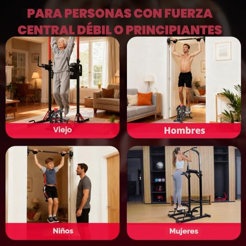ONETWOFIT Freestanding Folding Pull Up Bar Power Tower Dip Station, Adjustable Height, 127-224CM Multifunctional Home Electric Station,Space Saving,Detachable
