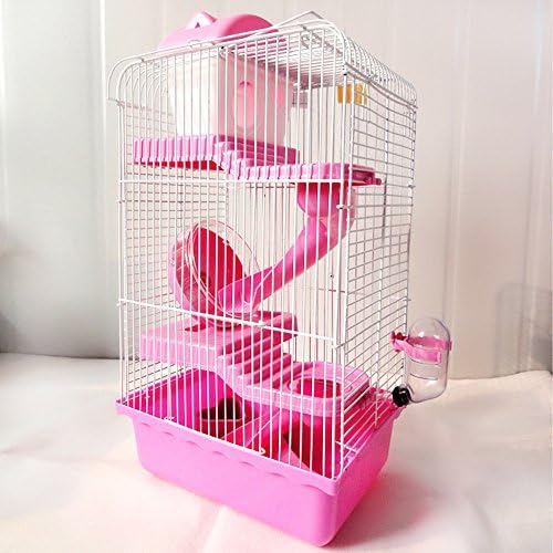 Blytieor Critter Hamster Trail 3-Level Habitat Hamster Cage with Sleeping Platform (Pink)