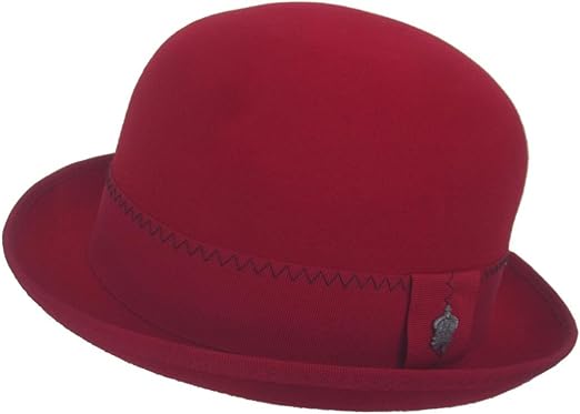 mens red bowler hat