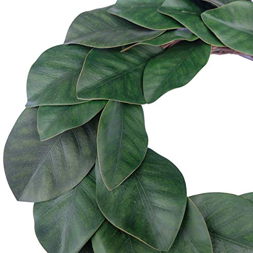 idyllic Flora Wreath, Artificial Magnolia Leaf Grapevine Wreath, 18 Inches for Wedding Wall Decoration - Thumbnail 4