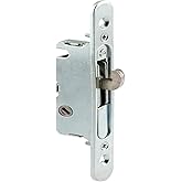 HauSun Mortise Lock with 45 Degree Keyway and Round Faceplate,Adjustable,Spring-Loaded Hook Latch Replacement for Sliding Pat