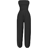 AUXDIO Women's Casual Summer Strapless Jumpsuits Off Shoulder Sleeveless Backless 2026 Romper with Pocket