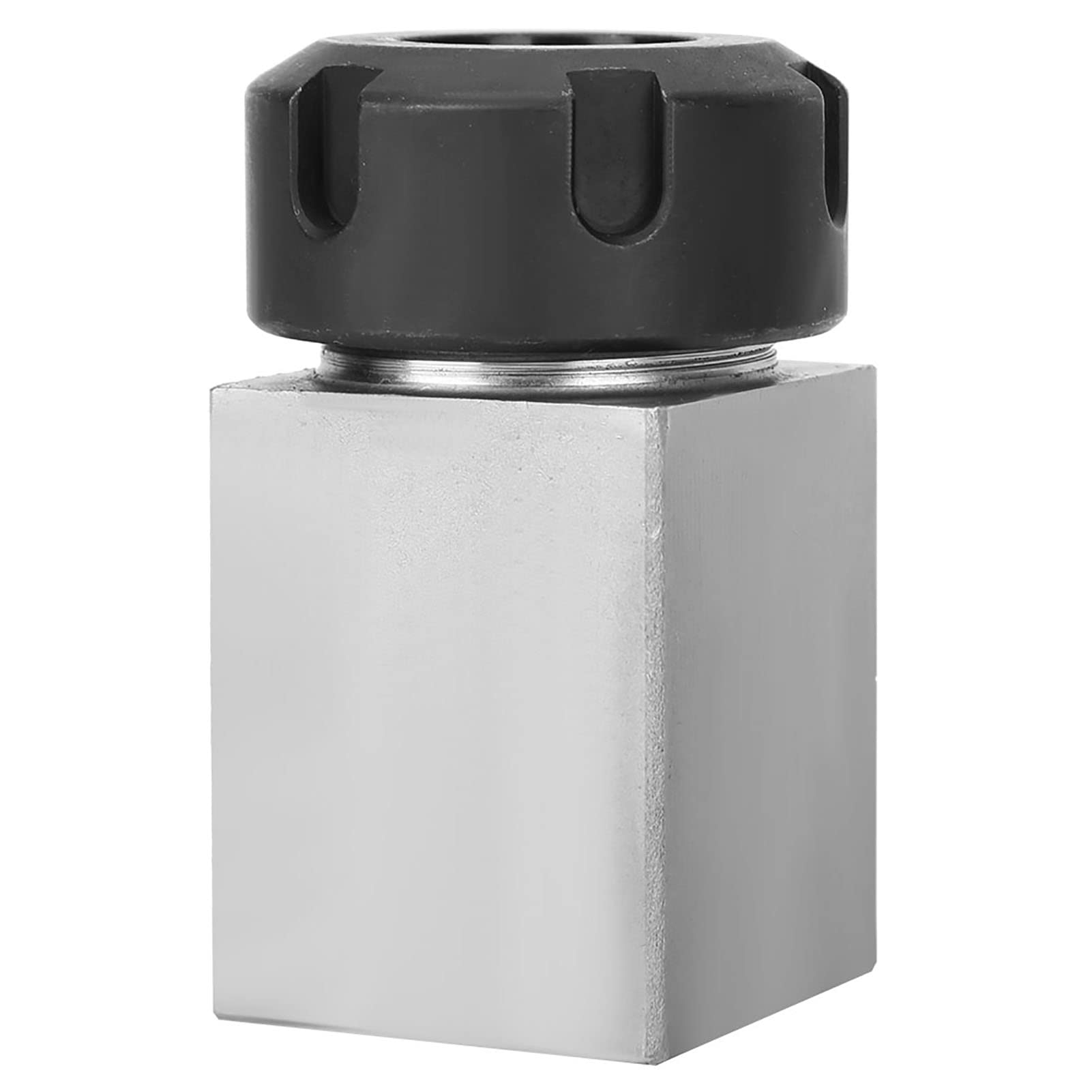 ER25 Collet Block for CNC Lathe, Square Hard Steel Chuck Holder, Silver and Black, 6.9x4.5x4.5cm, Compatible with Engraving Machine and Milling Tools