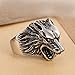 Stainless Steel Roaring Wolf Werewolf Head Mens Ring Silver Vintage