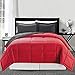 Grand Linen - 3 Piece Luxury Burgundy RED/Black Reversible Soft Down Alternative Comforter Set, Full/Queen with Corner Tab Duvet Insert