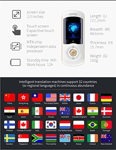 M3M Smart Language Translator 4G Wifi Global Online 45 Languages Instant Voice Synchronization Translation Learning Travel Business Conference(Upgraded Version),White - Thumbnail 4