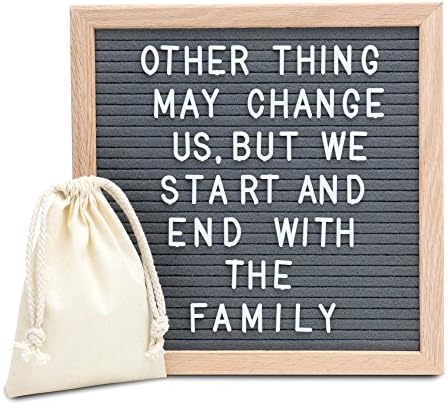 Amstorm AMSTROM Gray Felt Letter Board 10x10 Inches, Wall Mount Changable Letter Board with 300 Letters and Symbols, Oak Frame Changeable Wooden Message Board Sign