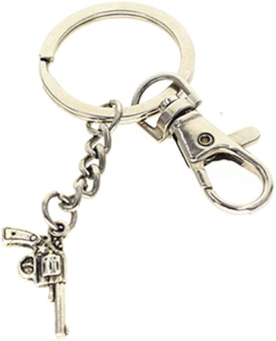 Pistol Revolver Keychain / Keyring Silver Gun Key Chain Amazon.co.uk