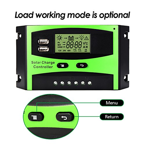 30A Solar Charge Controller Solar Panel Battery Intelligent Regulator with Dual USB Port PWM LCD Display 12V/24V