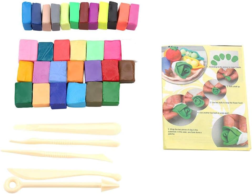Polymer Clay Set, 406g 32 Colors Safe & Nontoxic Oven Bake Modelling Moulding Soft Block Colorful Polymer Clay DIY Sculpting Tool for Kids