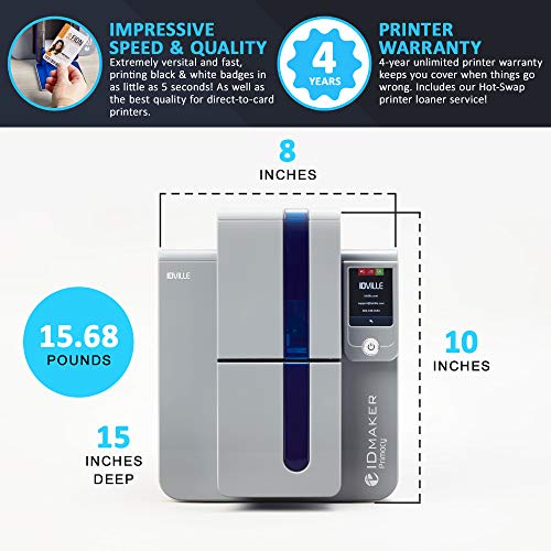 ID Maker Primacy Professional ID Card Printer - Prints Premium Quality Pictures Fast & Easy - Easiest to Use Software - 2-Sided Badge Printer Machine