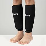 Blitz Elastic Shin Pads Black Small - Padded Slip On Martial Arts view 2