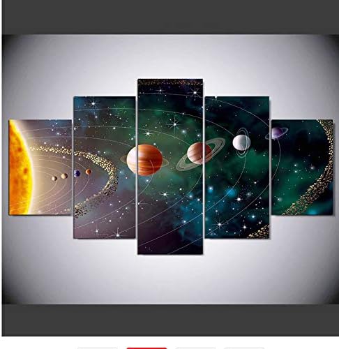 Wmyzfs 5 Pièces Toile Peintures Belles Planètes Système