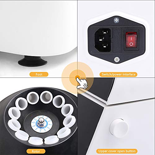 SEAAN Lab Centrifuge Machine Low Speed 0-4000 RPM Electric Laboratory Centrifuge Force 0-2100xg, Timer/Speed Control, LCD Display, Capacity 12 Pcs x 20ml,110V - Thumbnail 3