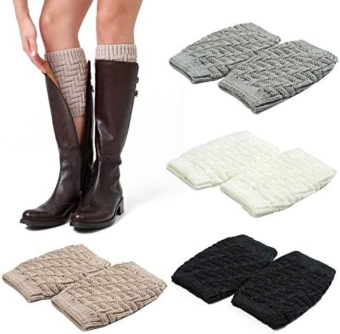 Adpartner Short Leg Cuffs Winter Boots Socks for Women, Fashion Crochet Knitted Leg Warmer Boot Sock Pack