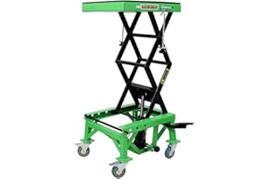 STANSS DURHAND 300 lbs Hydraulic Motorcycle Scissor Jack Lift Foot Step Wheels for Small Dirt Bikes with 4 Wheels and Wide De