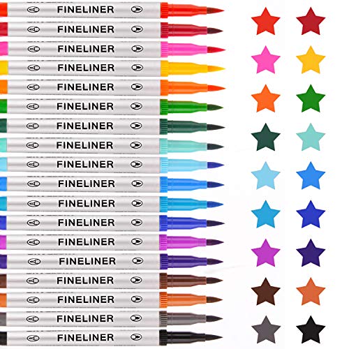 MEMX Colored Pens Set, Brush Tips & Colored Fine Point Pen for Journaling Note Taking Writing Drawing Coloring Planner Calendar, Coloring Art Office School Supplies,18 Colors