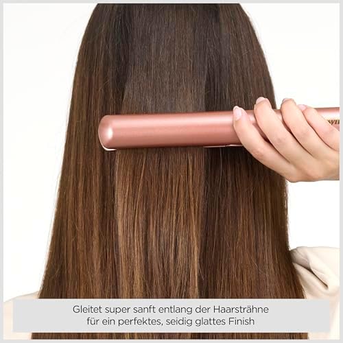 Rose Gold Glätteisen - Keramikplatten für glattes Styling, Universalspannung für weltweiten Einsatz, ultra-schnelles Aufheizen in Sekunden, Temperatureinstellungen bis zu 235°C, 2598PE