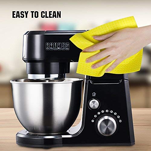 Geek Chef Mini 4-in-1 Stand Mixer: Multi-function, 2.6 Quart Stainless Steel Bowl, 7 Speeds with pulse, Die-cast Tilt Head. Includes Pouring Shield, Beater, Whisk and Dough Hook (Black)