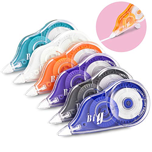 Happlee 6 Pack Correction Set, Tear-Resistant Correction Tapes, Grip Eraser Tape Dispenser, White Out Tapes Applies Dry, Rewrite Instantly (6X13yds) - Thumbnail 6