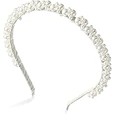 Matwsec 1PCS White Pearl Hairbands, Pearl Headbands for Women, Bridal Headband Retro Bridal Hair Bands for Gift Wedding Party Hairstyles Girls Hair Accessories