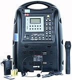 Hisonic PA678 Portable & Rechargeable 130 Watt PA (Public Address) System with Dual Wireless Microphone System & MP3 Player, With Tripod ,Black