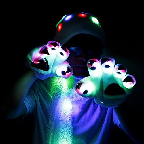 Cuff Beanie Cap, 7 LED Color Changing Lighting Knitted Soft Stretch Hat for Party, Camping, Festival, Christmas, White