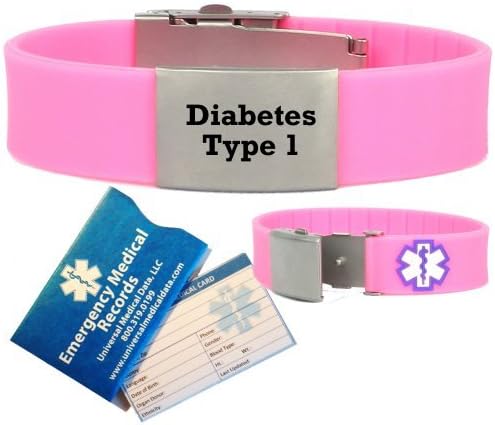 Pre-engraved Diabetes Type 1 SPORT Medical ID Bracelets. by Universal Medical Data