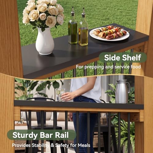 Aoxun 8x5 Cedar Wood Hardtop BBQ Gazebo with Galvanized Steel Roof & Side Shelves image 31