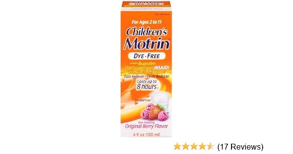 Amazon Com Motrin Children S Dye Free Pain Reliever And Fever Reducer 4 Fluid Ounce 2 Packs Health Personal Care