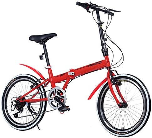MCBOSON White Red Black Foldable Bike 20" 6 Speed Derailleur Carbon Steel Compact Bike City Sports (Red)