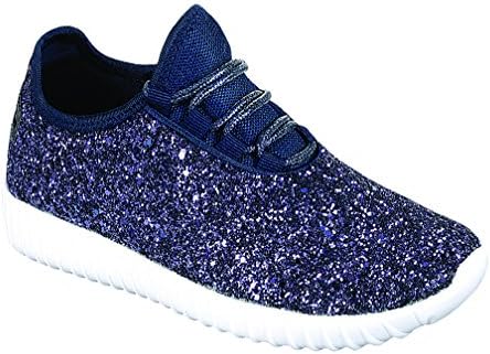 JKNY Remy18k Lace up Rock Glitter Fashion Sneaker,Navy,9