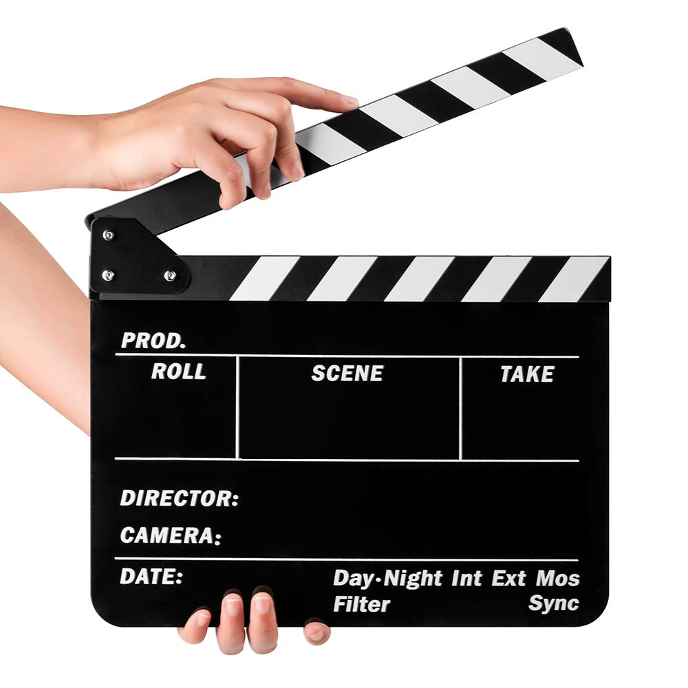 Fotover Dry Erase Director's Film Movie Clapperboard Slate for Film TV MovieCut Action Scene (10x12in/24.5x30cm),Black