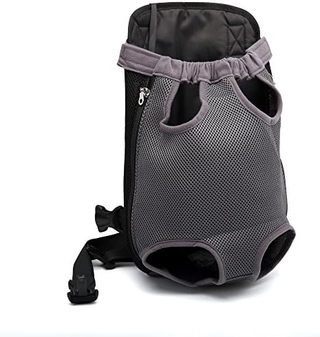 Geartist PB202 Pet Dog Cat Front Carrier Bag, Puppy Tote Holder, Adjustable Legs Out Backpack, Canvas Mesh Cloth Pup Pack, Easy-Fit For Traveling Hiking Camping (M, grey)