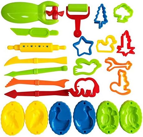 Set of 23pcs Color Play Dough Tools Kits with Models and Molds Kid Toys Creative 3D Plasticine Playdough Set