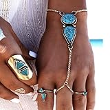 Finger Ring Bracelet Hand Chain for Women Girls Teen Cuekondy Hot Turkish Bohemian Vintage Silver Coin Beach Bangle Jewelry