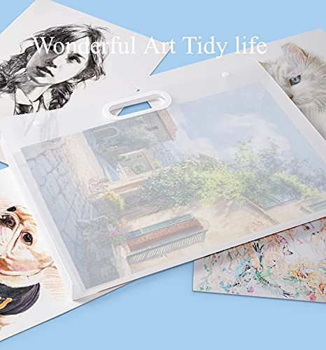 Plastic Art Portfolio, Large Art Portfolio with Handles,Waterproof Portfolio Folder for Artwork, Arts Storage Case for Drawing Sketch Photography Poster (17.32 x 13.22 inch)