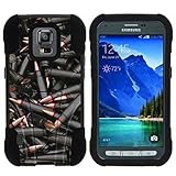 TurtleArmor | Samsung Galaxy S5 Active Case | G870 [Gel Max] Impact Proof Cover Hard Kickstand Hybrid Fitted Shock Silicone Shell Military War Camo Design - Black Bullets