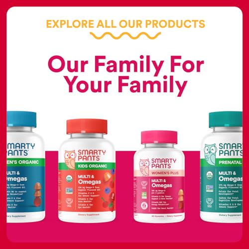 SMARTYPANTS ORGANIC WOMEN’S MULTIVITAMIN GUMMIES: BIOTIN, PROBIOTICS, METHYLFOLATE, OMEGA 3 (ALA), VITAMIN D3, C, VITAMIN B12, B6, A, K & ZINC, INOSITOL, GLUTEN FREE, 120 COUNT (30 DAY SUPPLY)